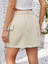 'Lilith' Buttoned Denim Skirt With Pockets - Celes Fashion